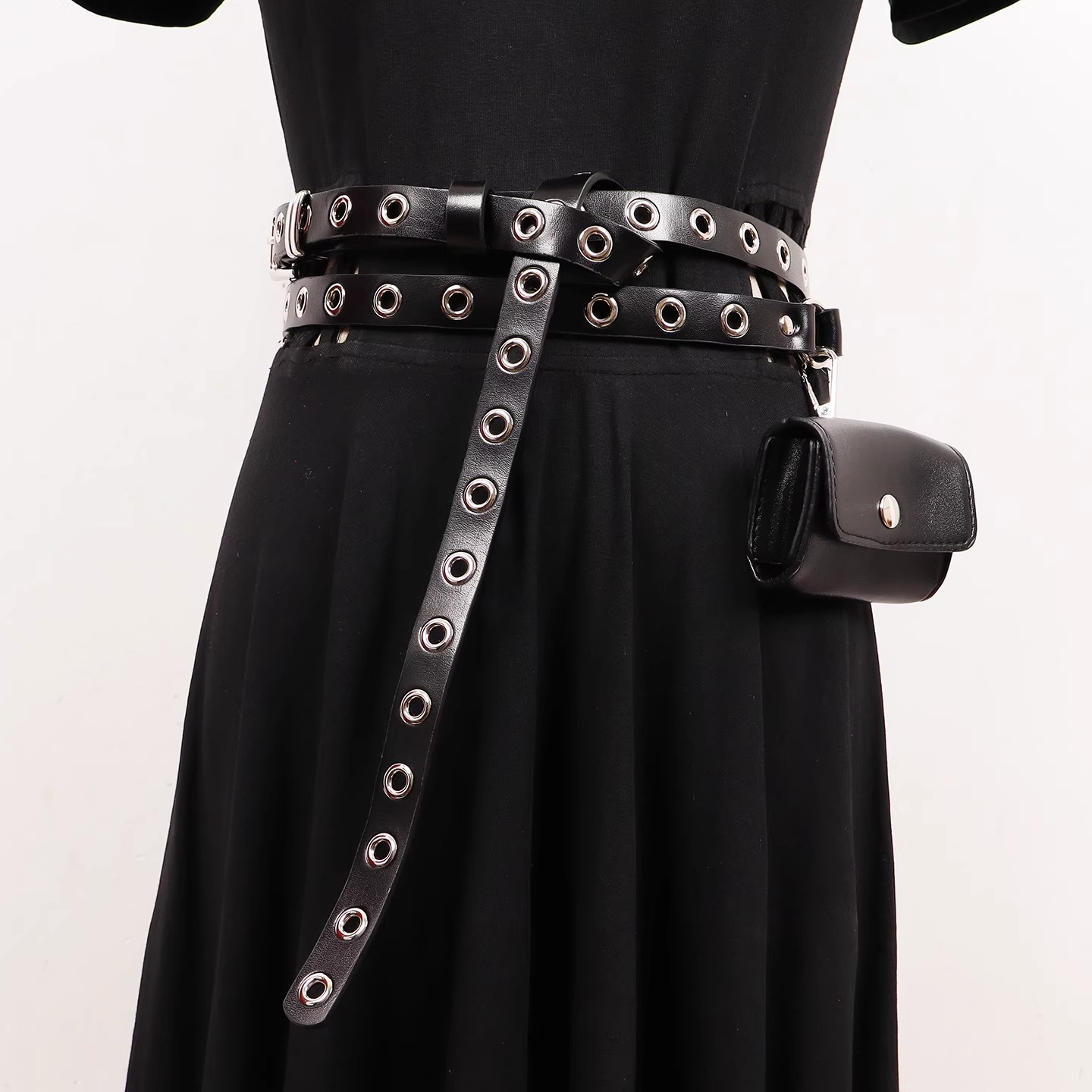 Belt Bag Leather Wide - Vrouwen Runway Fashion Echt Leer Zwarte