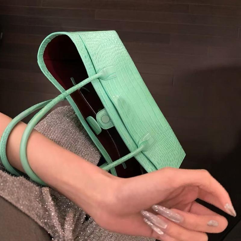 Luxury Bags Green - Luxe leren tas met krokodillenprint, vintage