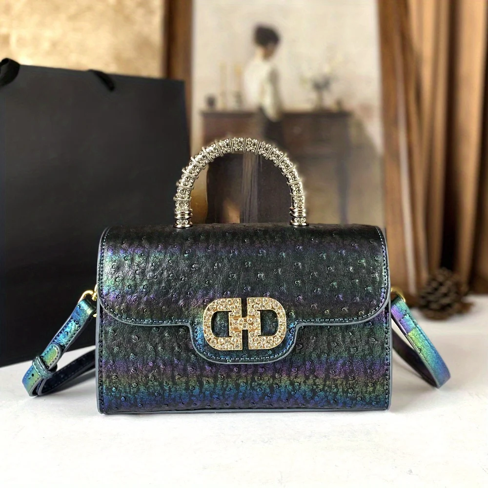 Luxury Bags Lv - Geavanceerde dameshandtas met struisvogelpatroon en diamanten