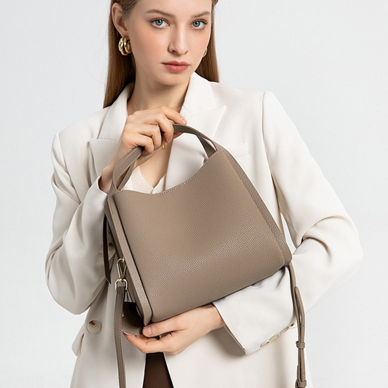 Structured Handbag Top Handle - BURMINSA Echte lederen emmertassen Dames Luxe