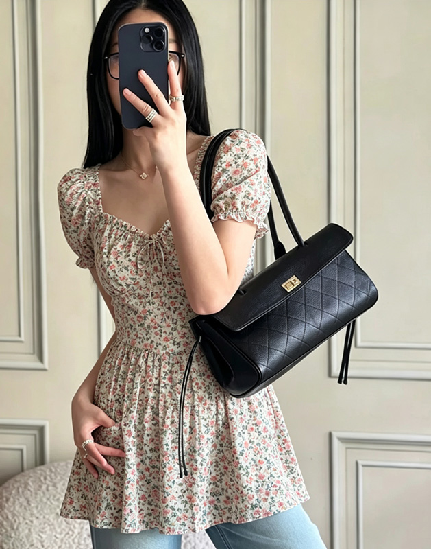 Structured Handbag Top Handle - CLAREGQI 2026 Nieuwe Echt Lederen Gestikte