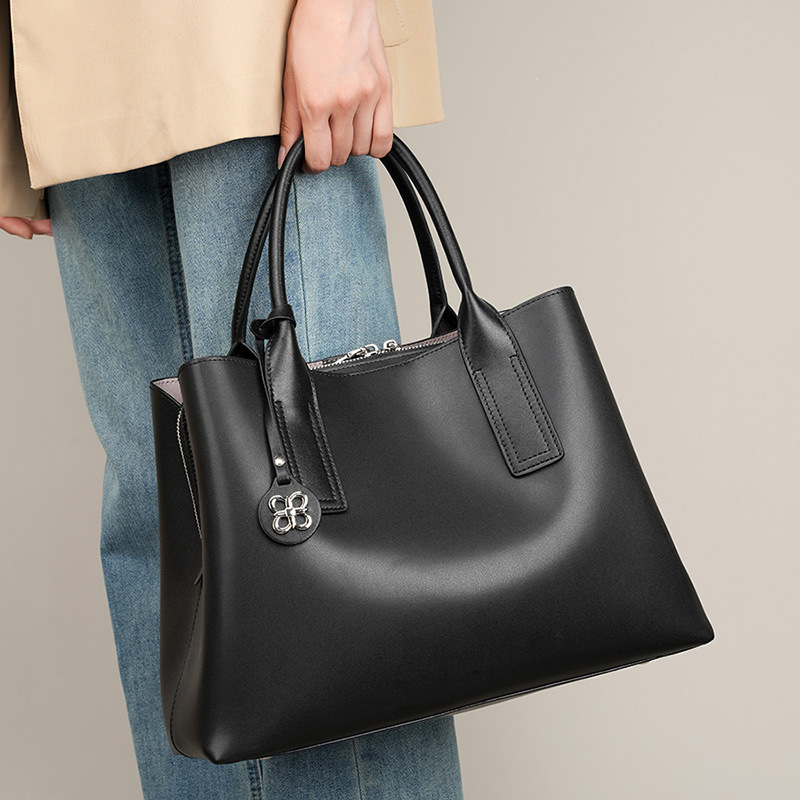 Dames handtas van zwart echt l - Structured Handbag Top Handle recensie en prijs