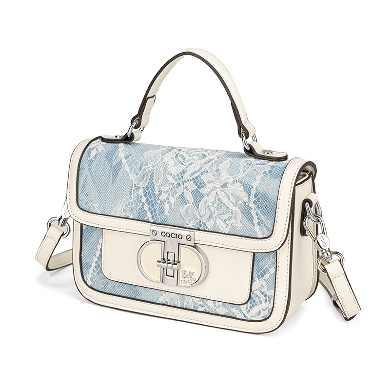 Dames blauw witte kanten handt - Structured Handbag Top Handle recensie en prijs