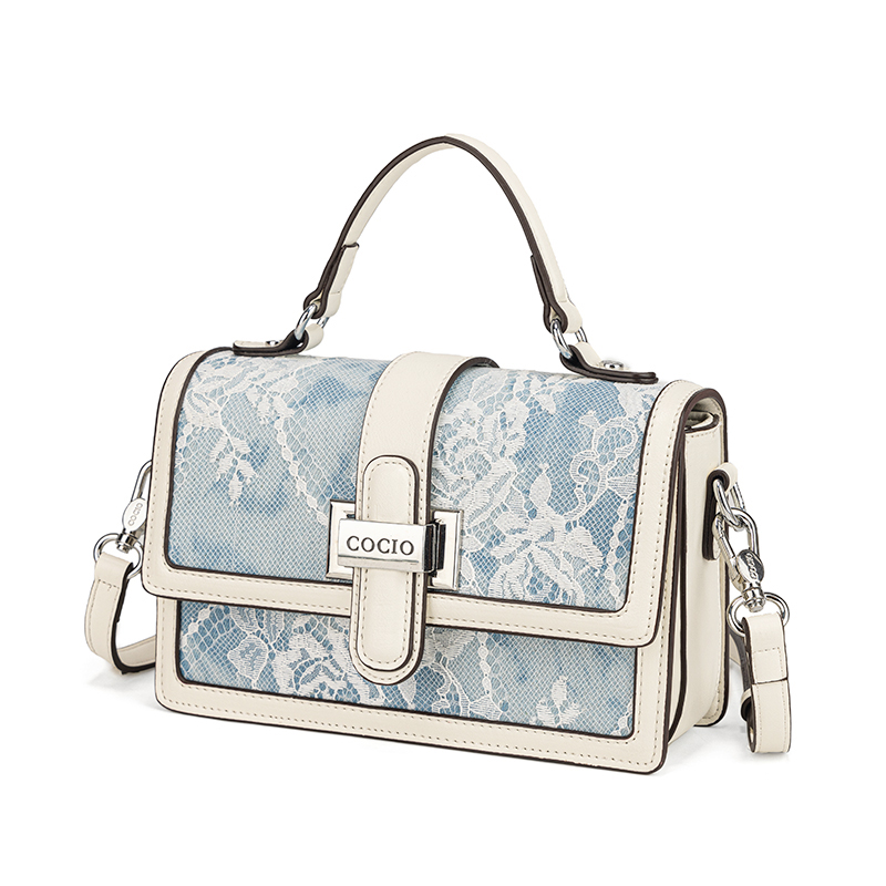 Dames handtas met blauw slange - Structured Handbag Top Handle recensie en prijs