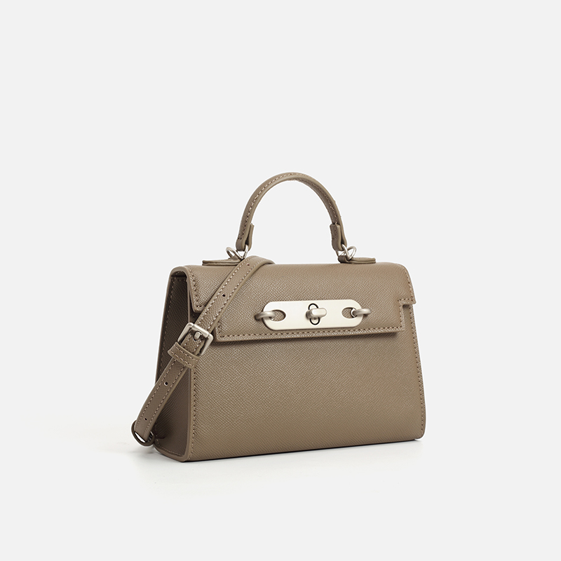 Dames handtas van taupe saffia - Structured Handbag Top Handle recensie en prijs