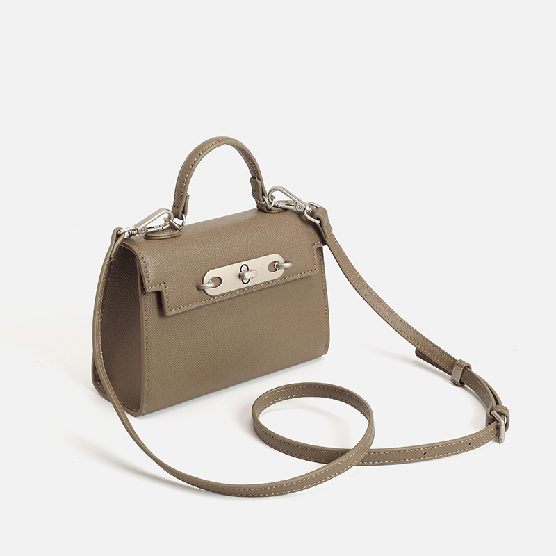 Dames handtas van taupe saffia - Structured Handbag Top Handle recensie en prijs